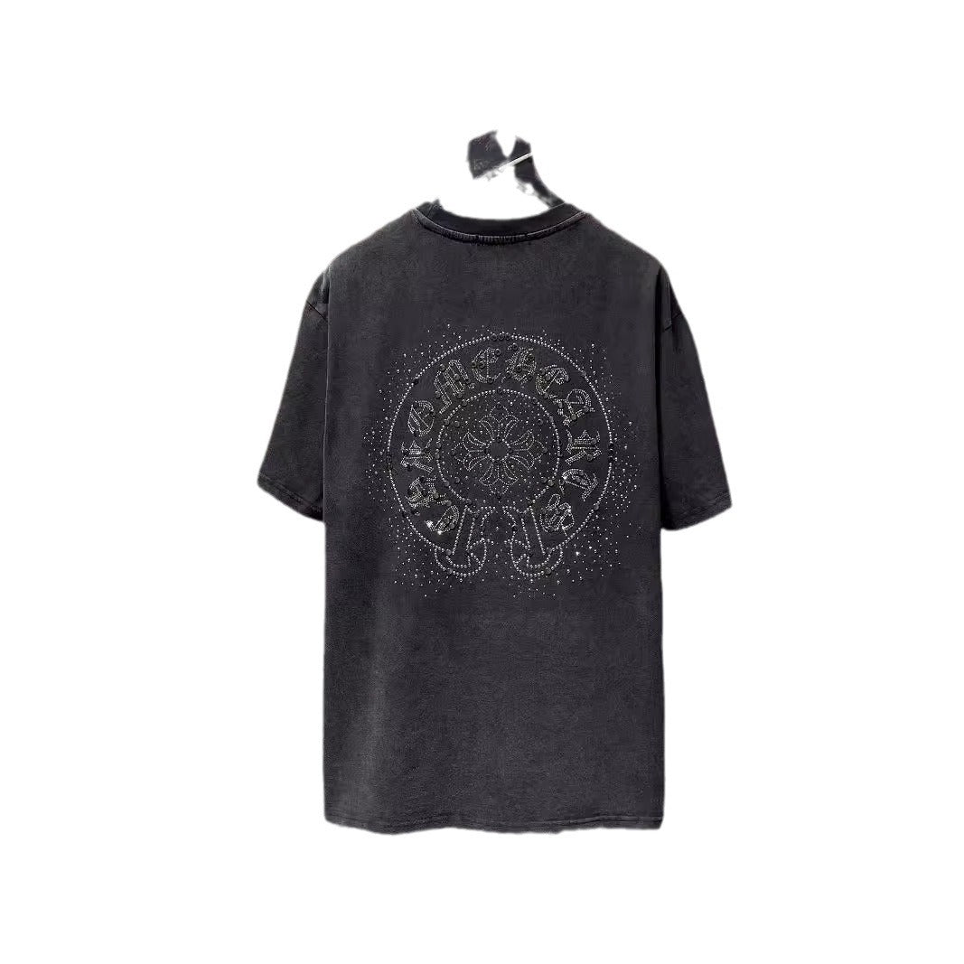 CHH Chrome Heart T Shirts Croix Cross Color Leather Printed Short Sleeve T-Shirt