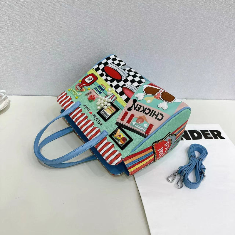 Chrome Heart Leather Bag Heavy Industry Handmade Embroidered Bag Shoulder Crossbody Bag