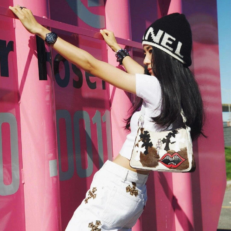 Chrome Heart Leather Bag Autumn/Winter Underarm Bag