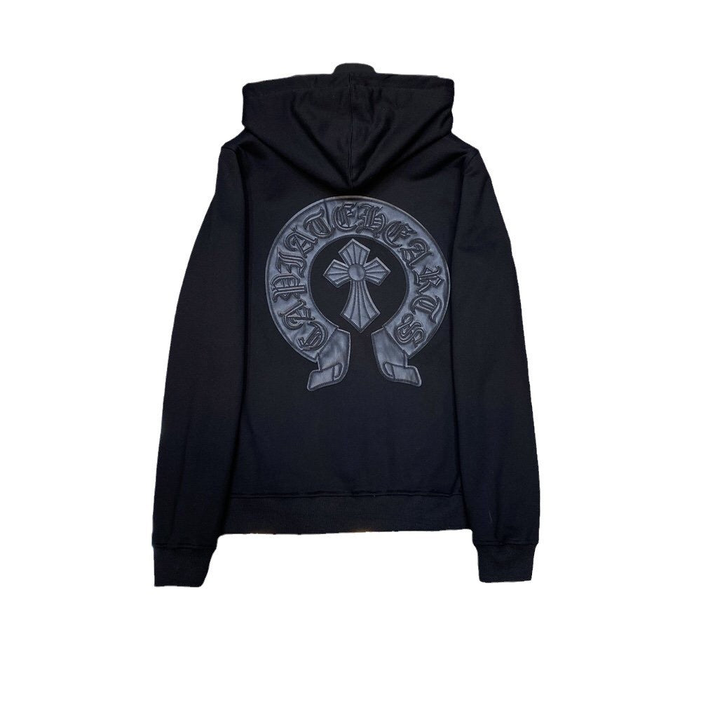 Chrome Heart Hoodie Crowe cotton terry zip-up cardigan hooded sweater