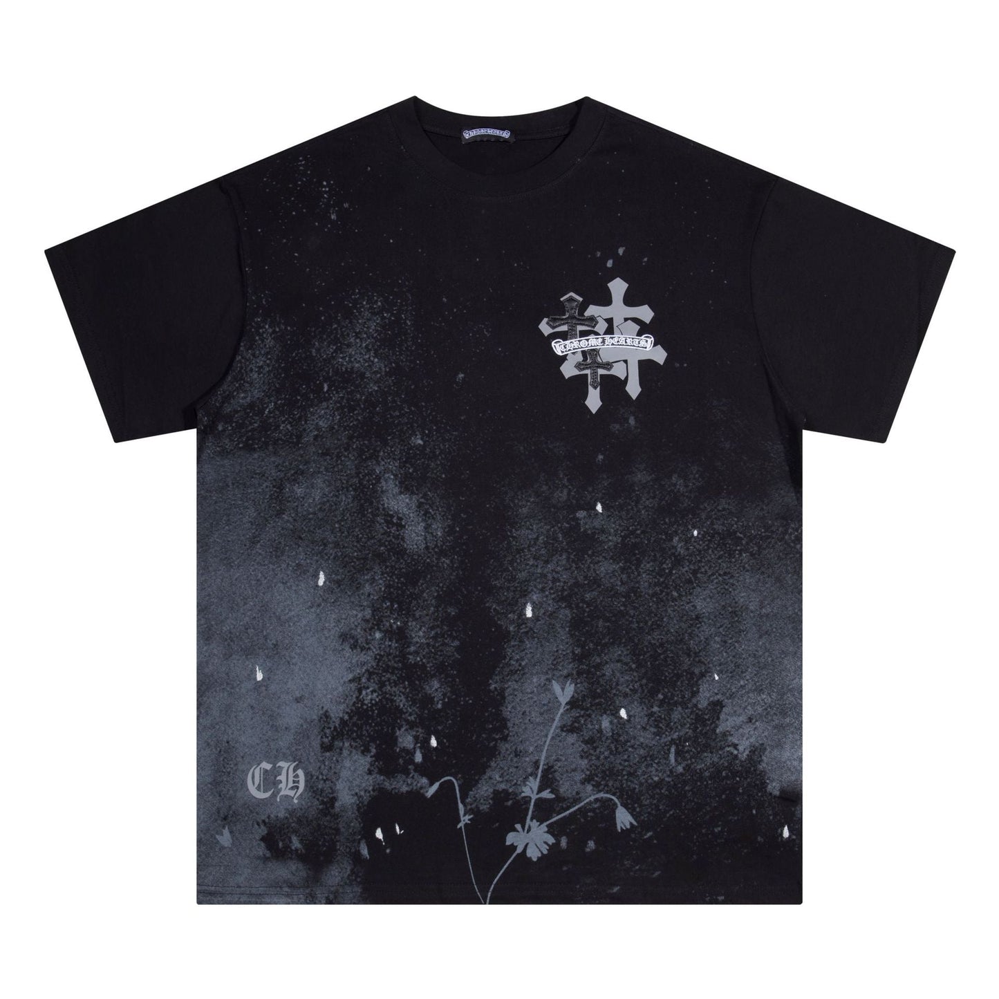 CHH Chrome Heart T Shirts Starry Sky Inkjet Leather Short Sleeve T-Shirt