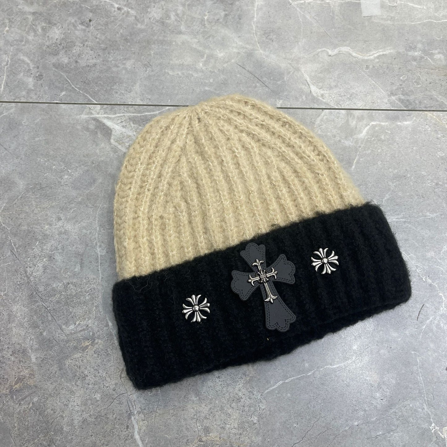 Chrome Heart Beanie Cross Knitted Hat Warm Couple Cold Hat Windproof Ear Protectors