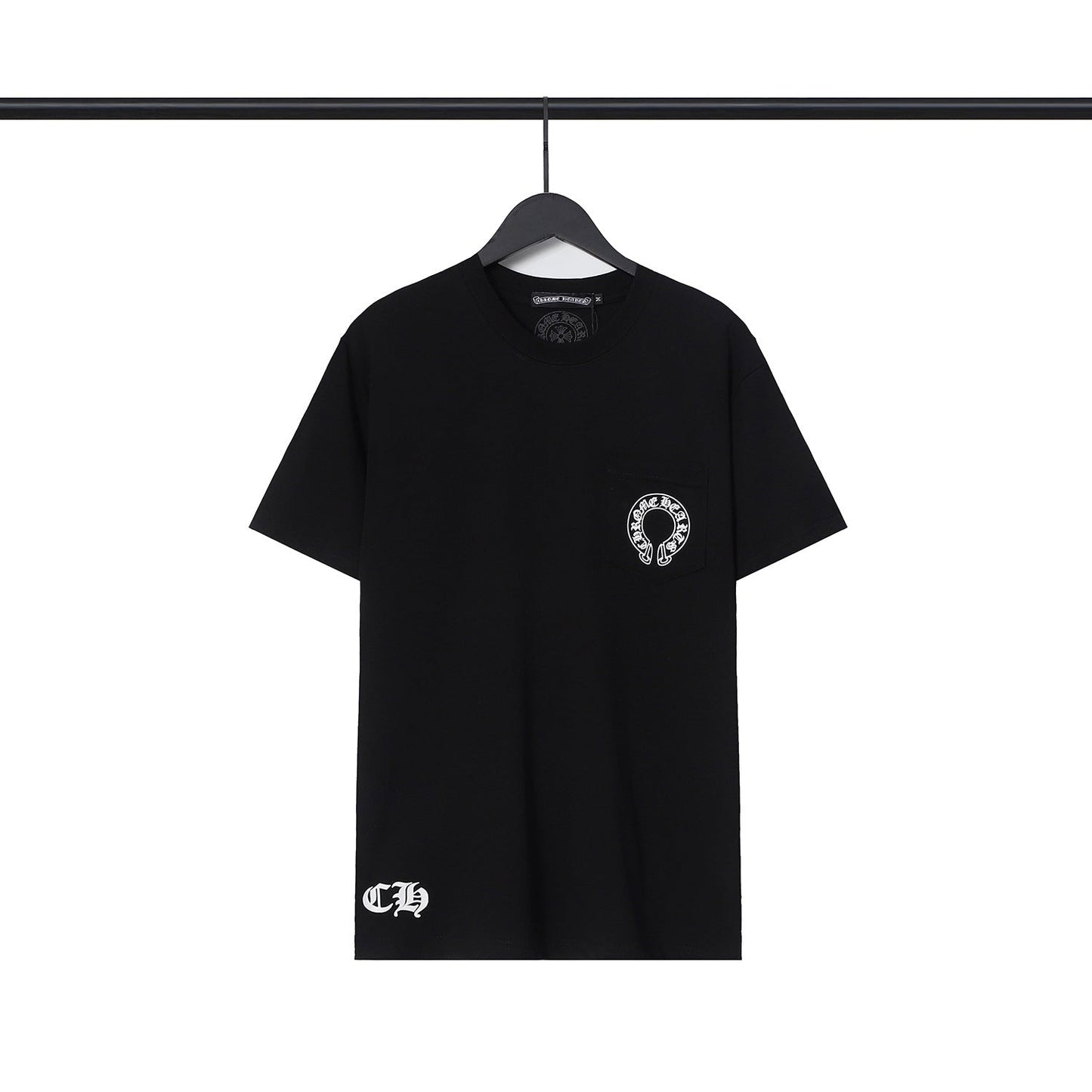 CHH Chrome Heart T Shirts Croix Cross Leather Printed Short Sleeve T-Shirt