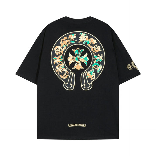 CHH Chrome Heart T Shirts Cross Color Printed Short Sleeve T-Shirt Loose