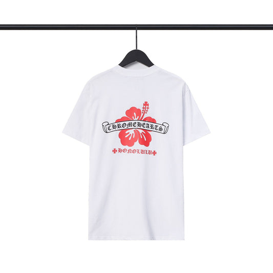 CHH Chrome Heart T Shirts CH Flower Sanskrit Casual Short Sleeve T-Shirt Loose