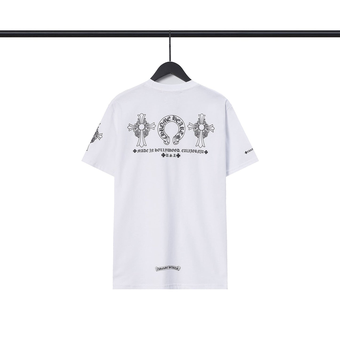CHH Chrome Heart T Shirts Chrome Hearts Cross Sanskrit Print Short Sleeve Crew Neck T-Shirt