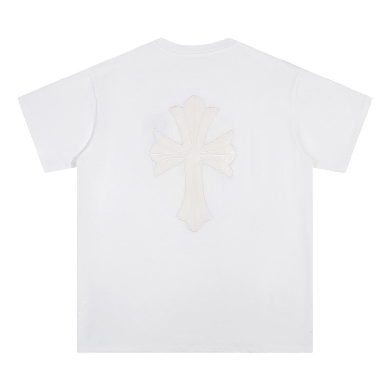 CHH Chrome Heart T Shirts Croix Cross Color Embroidery Printed Short Sleeve T-Shirt Loose