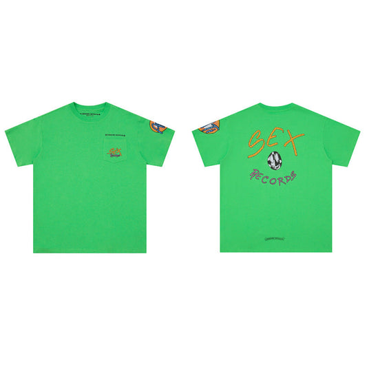 CHH Chrome Heart T Shirts Croix Sex Records Graffiti Short Sleeve