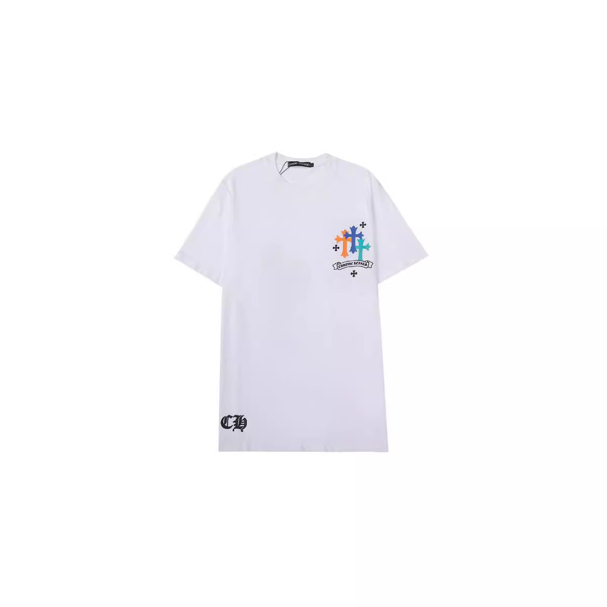 CHH Chrome Heart T Shirts Croix Cross Color Leather Printed Short Sleeve T-Shirt